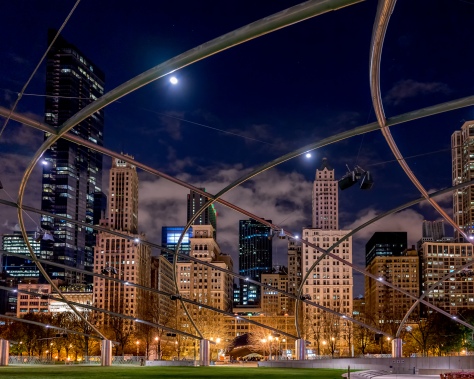 The Pritzker Pavilion in Chicago has these wonderful lines that draw you through the image and across the skyline.